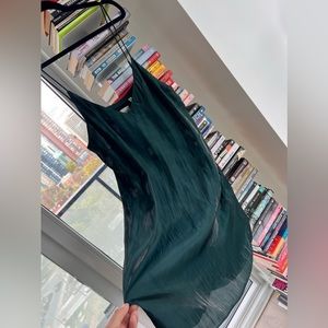 Wilfred Broue Satin Emerald Green Slip Dress in Large